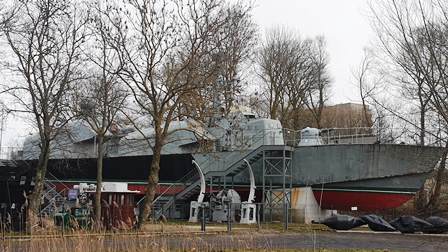 Okręt ORP Władysławowo w Skansenie Morskim w Kołobrzegu
